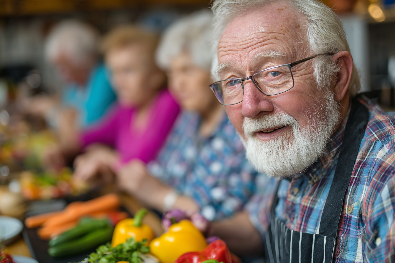 Група активних людей старшого віку на кухні